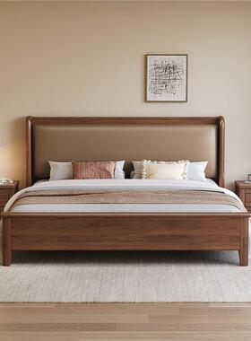 Fls桃胡木实木床主大床双人1.VMK8卧x2现米代简约1.5米软靠