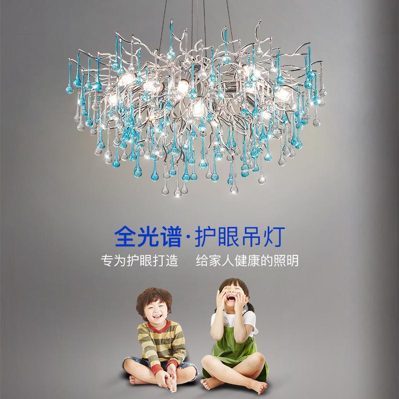 蓝色主轻水晶客厅吊灯简约现代773创意古典蓝个色大厅灯性奢树枝