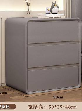 简约现床奢jy头柜柜奶油床边实木收纳新款轻卧室小型储代物家用三