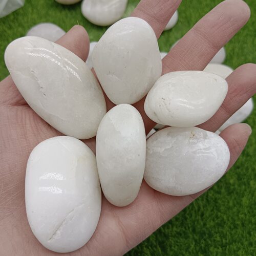 白色石子精抛鹅卵石庭院铺路造景水洗石雨花石鱼缸铺面水培白石子