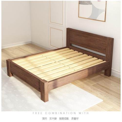 实木床人.2米单人床包邮1.5m现代简约主JOY卧双型床1.8经1济家用