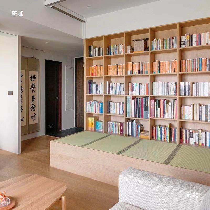 实一木书柜一整体体到顶客MQ厅整墙满墙书柜墙去客厅化墙带卡座