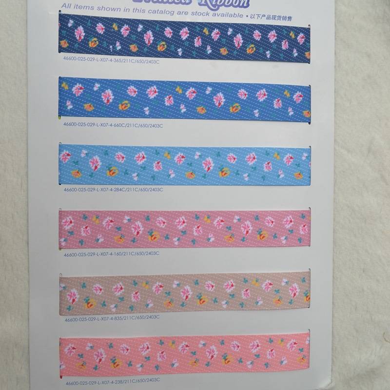 6色25mm热转印圣诞花螺纹带 LX074姚明织带