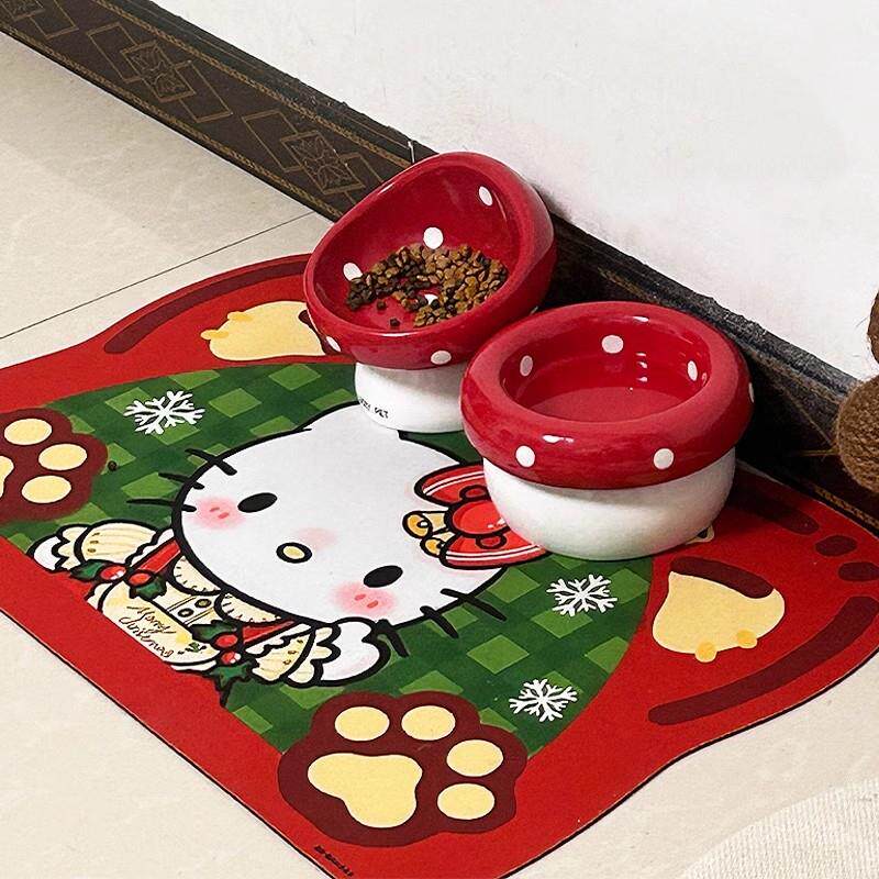哈喽Kitty硅藻泥吸水防滑宠物餐垫猫咪狗狗可爱卡通吃饭通用垫子