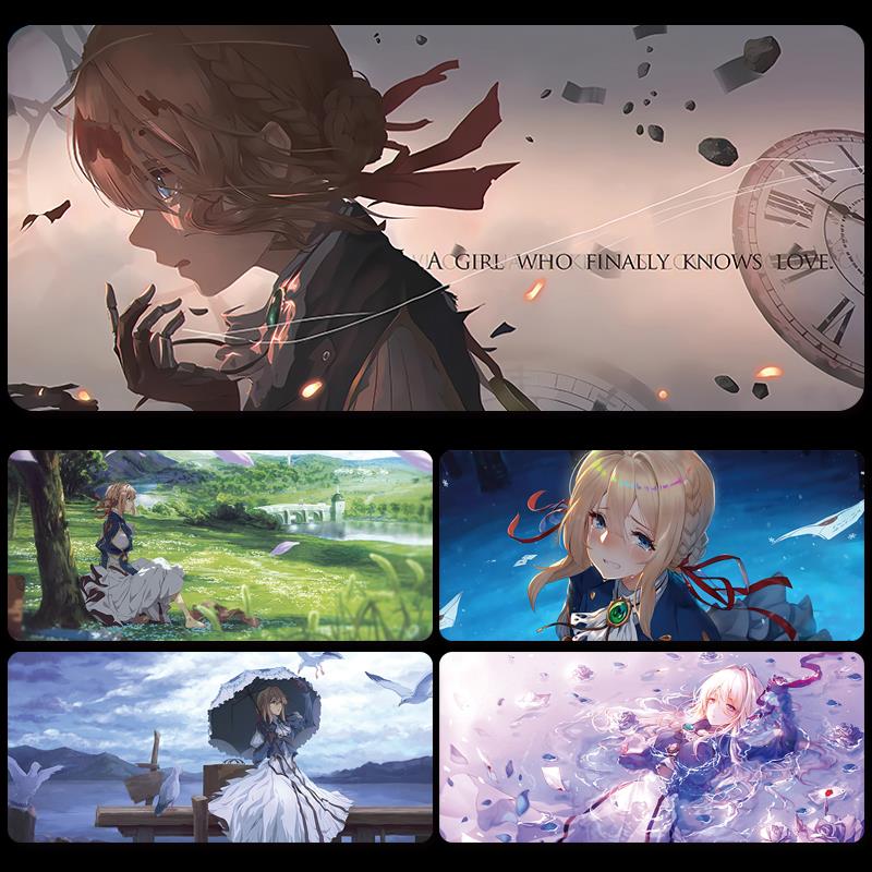 薇尔莉特鼠标垫超大紫罗兰永恒花园动漫周边电脑键盘宿舍桌垫定制