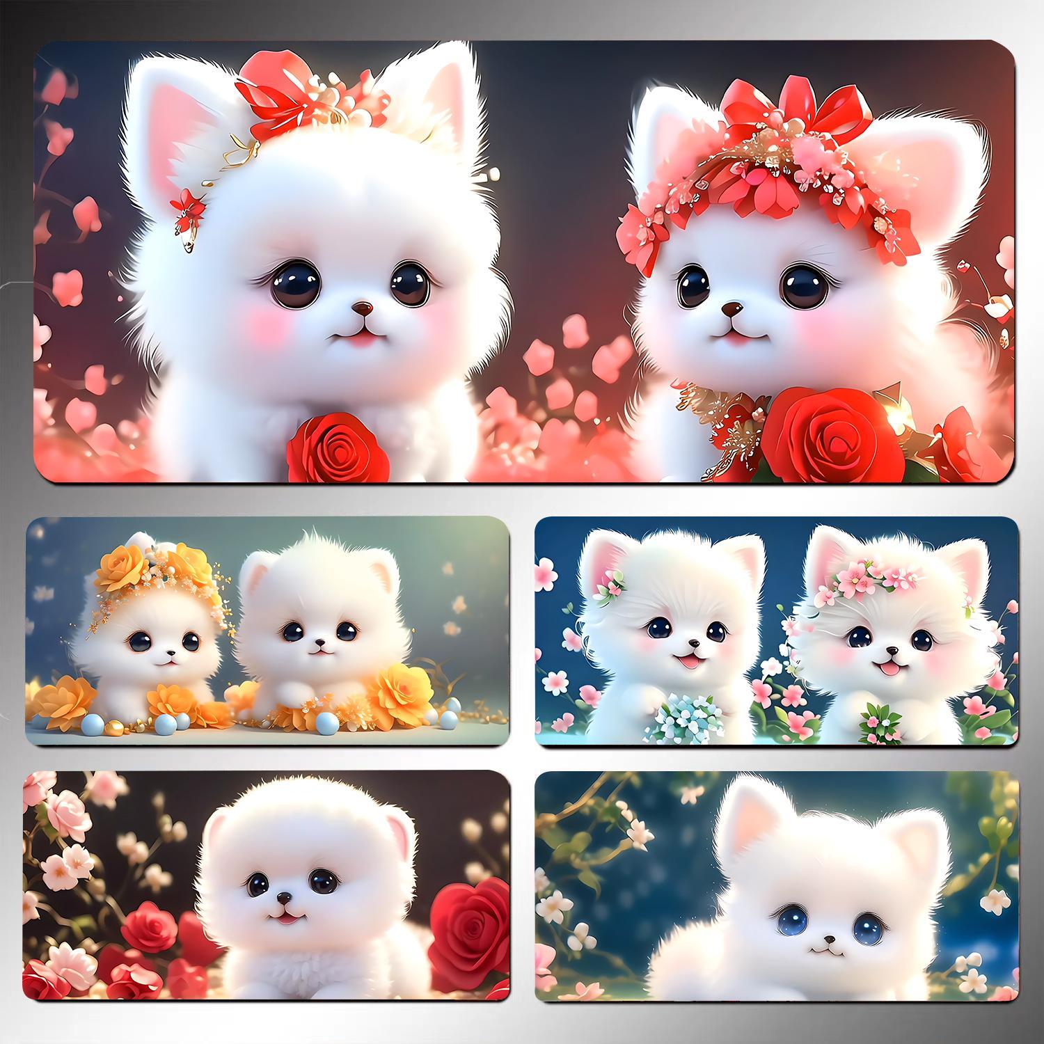 萌宠狗狗鼠标垫超大号电竞游戏锁边电脑桌垫键盘办公室防滑书桌垫