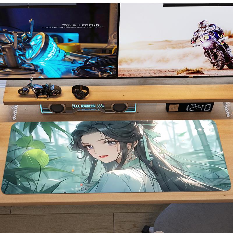 古风少女鼠标垫超大可爱女生宿舍桌垫定制办公家用电脑键盘滑鼠垫