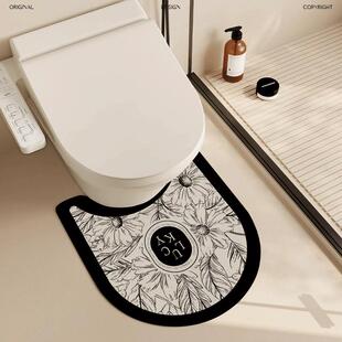 浴室防水U型马桶前地垫卫生间厕所周围专用吸水硅藻泥坐便器脚垫