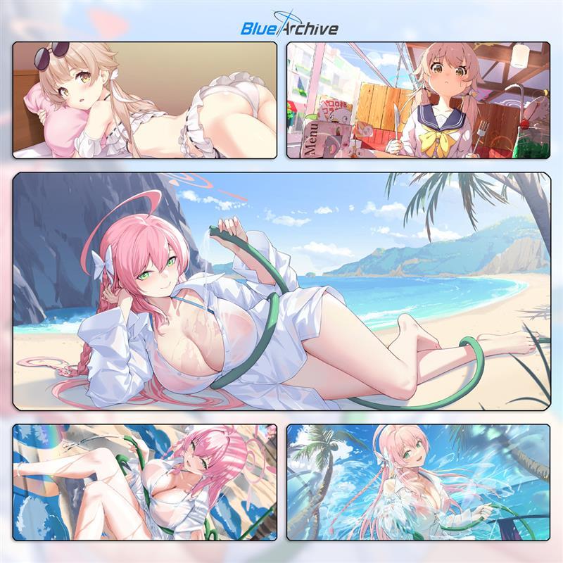 阿慈谷日富美浦和花子滑鼠垫步美蔚碧蓝档案周边 超大锁边书桌垫