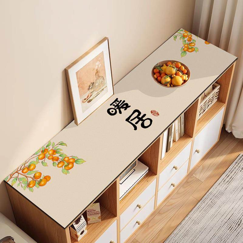 新中式硅藻泥桌垫可裁剪电视柜台面保护垫边柜鞋柜中古风防滑桌布