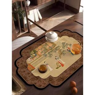 簪花仕女图茶席新中式硅藻泥沥水隔热厨房茶具防烫吸水垫