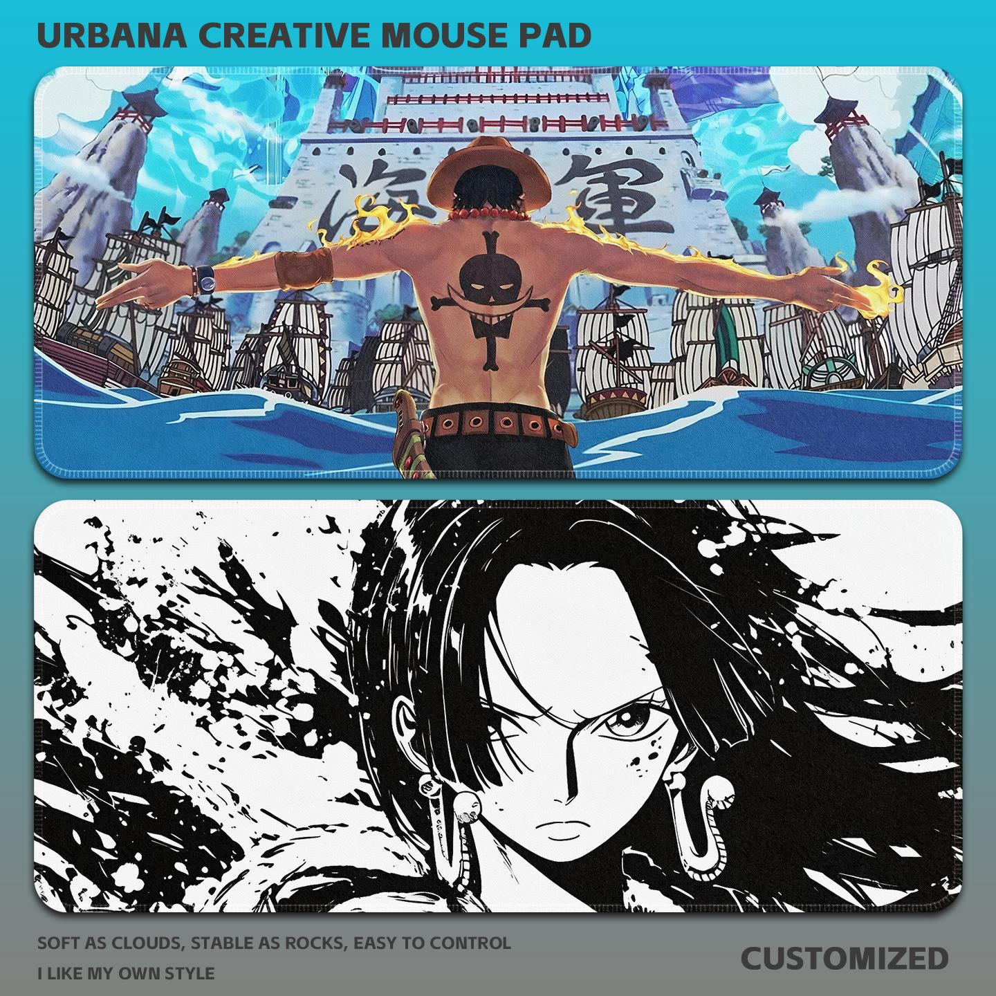海贼王鼠标垫超大加厚护腕锁边电脑键盘垫子游戏办公桌垫路飞女帝