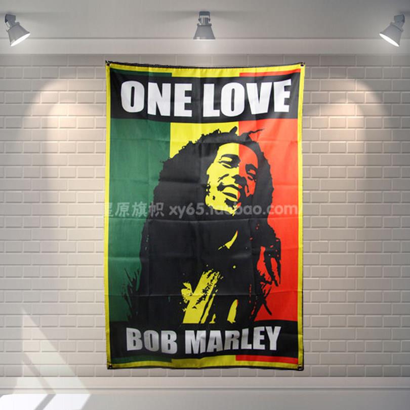 来图定制BOB MARLEY雷鬼牙买加raggie摇滚挂旗酒吧装饰壁挂布窗帘