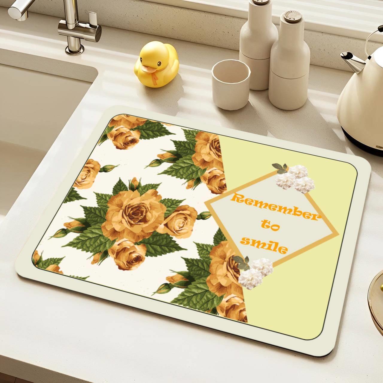 厨房台面沥水垫硅藻泥吸水垫隔热锅垫咖啡机吧台杯垫碗盘干燥垫子