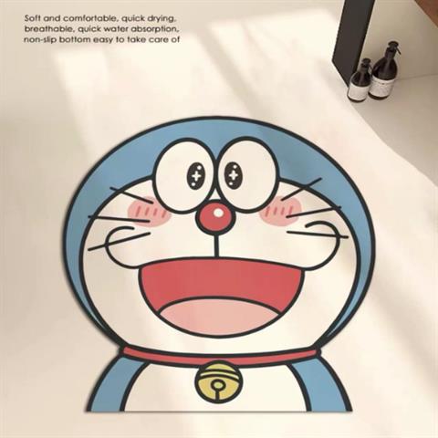 卡通可爱哆啦A梦家用浴室吸水硅藻泥地垫卫生间防滑脚垫入户门垫