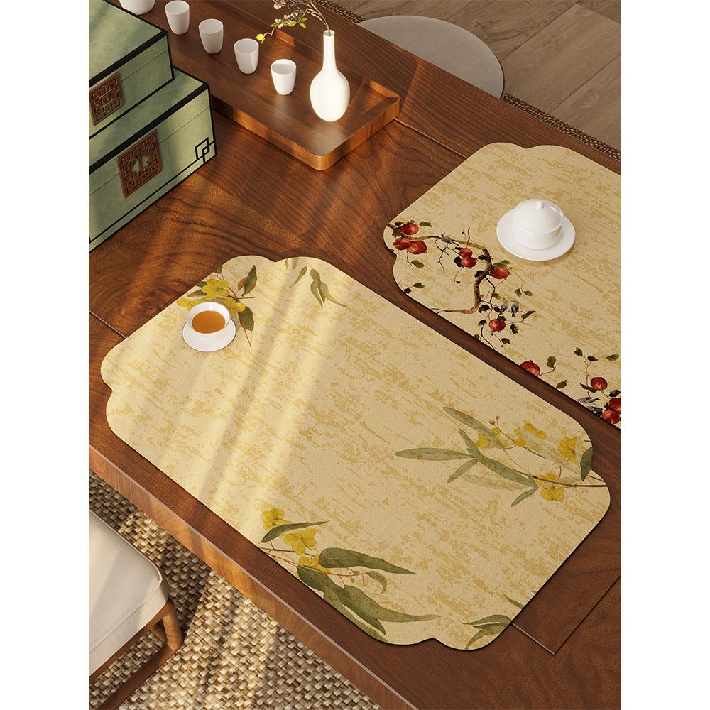 禅意茶席硅藻泥吸水垫新中式高级感茶桌垫布防滑茶杯垫桌旗餐盘垫