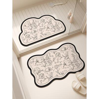 浴室地垫硅藻泥吸水速干脚垫防滑防摔洗手间易打理家用卫生间地毯