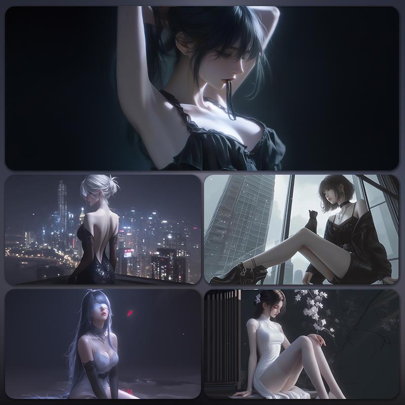 禁欲系女神鼠标垫超大号男生电脑键盘办公桌面垫定制电竞游戏桌垫