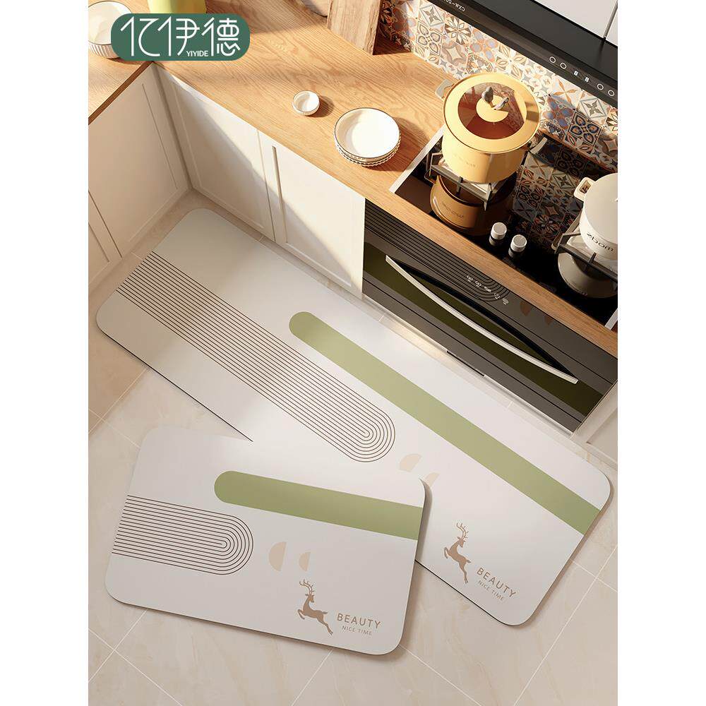 厨房地垫防滑防油可擦免洗脚垫转角垫子硅藻泥吸水垫专用防水地毯