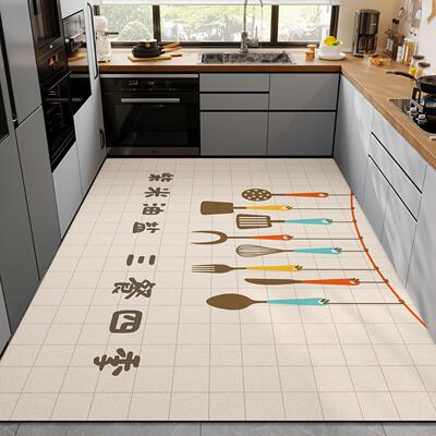 硅藻泥厨房地垫防滑防油，可擦可洗，家用脚垫，耐污，吸水防水地