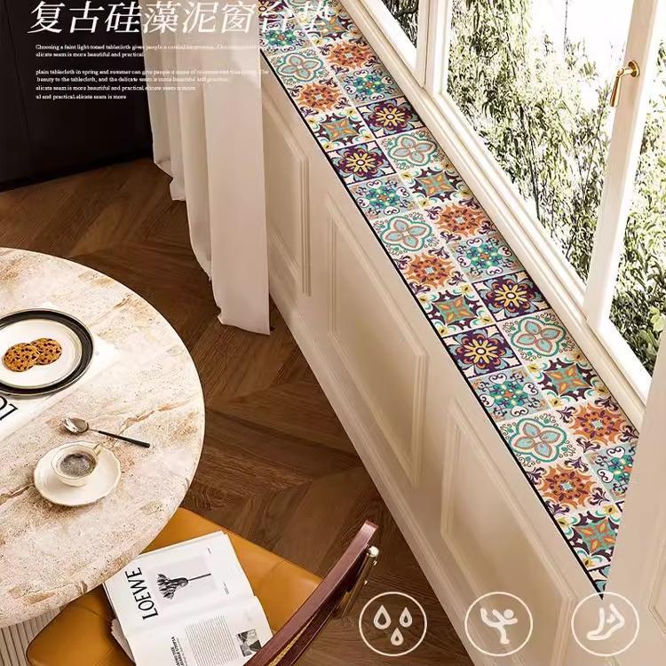 美式覆古飘窗垫极窄长条厨房窗台垫硅藻泥防水防晒垫子可自由裁剪