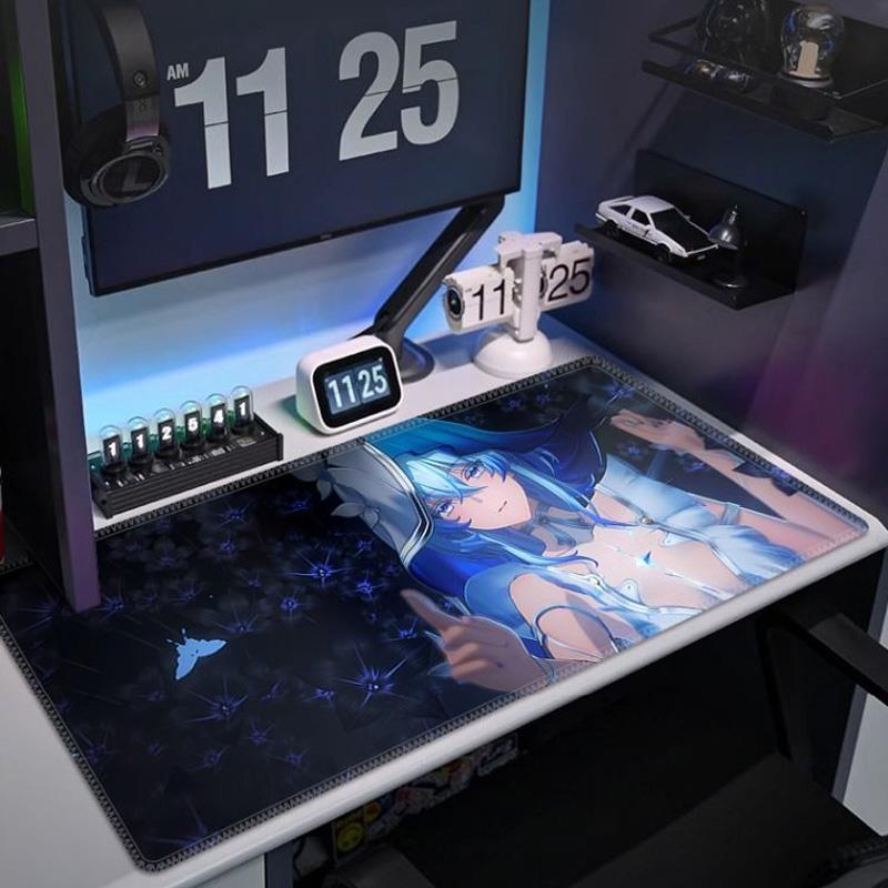 动漫二次元鼠标垫超大号办公电脑桌垫男生电竞游戏键盘滑鼠垫定制