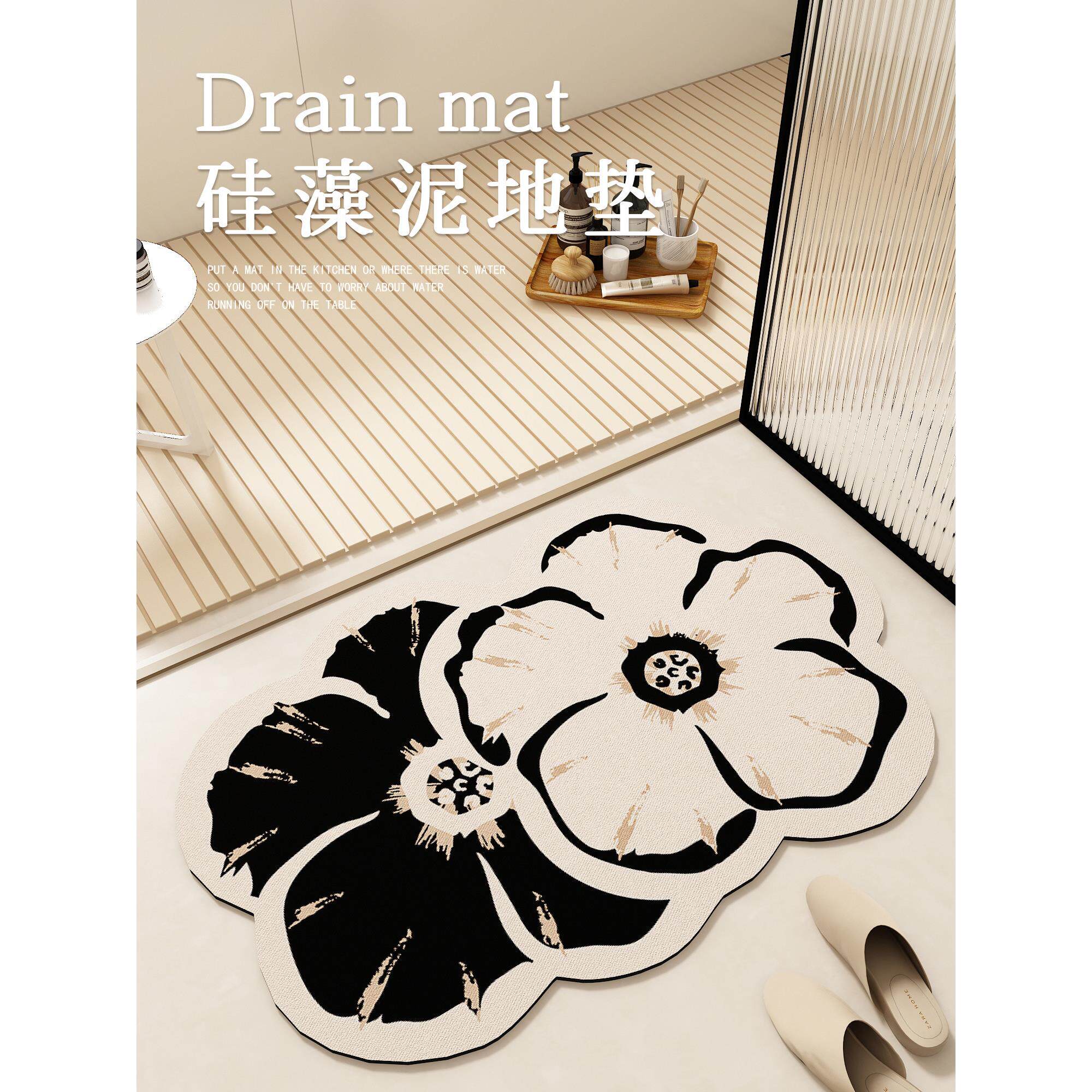 简易异形花浴室门地垫厕所浴室吸水速干地毯硅藻泥脚垫防滑