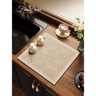 美式正方形厨房台面沥水垫小尺寸硅藻泥吸水餐垫洗手台高颜值杯垫