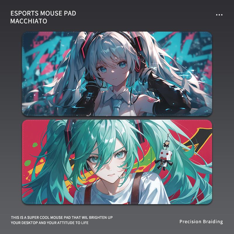 鼠标垫超大初音未来定制电脑桌垫电竞游戏专用滑鼠垫动漫键盘垫子
