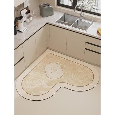 美式厨房转角地垫硅藻泥防滑吸水专用地毯整铺脚垫可擦免洗耐脏