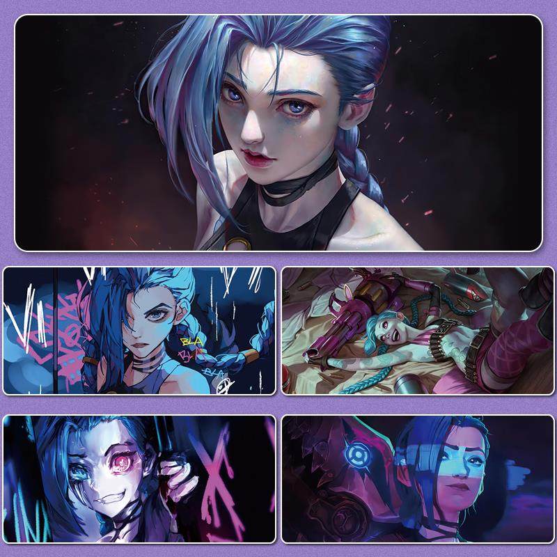 英雄联盟双城之战鼠标垫超大防水Arcane动漫金克丝jinx键盘垫定制