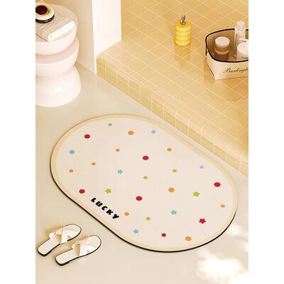 浴室地垫卫生间厕所门口硅藻泥超强吸水速干脚垫家用地毯防滑防摔