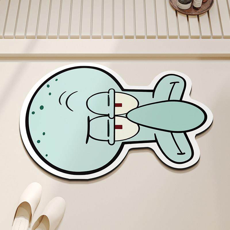 海绵宝宝章鱼哥卡通门口吸水脚垫防滑地垫浴室地垫卫生间厕所地毯