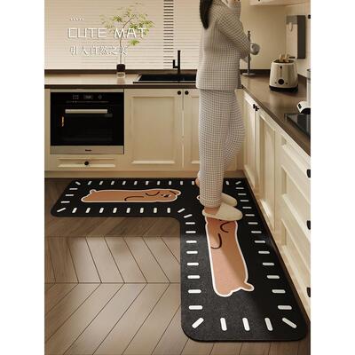 厨房专用地垫L型整块防滑吸油地毯硅藻泥吸水垫可擦免洗防油脚垫