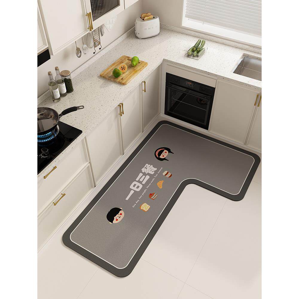 7字型厨房地垫防滑防油可擦免洗L型厨房边地毯吸水速干硅藻泥耐脏