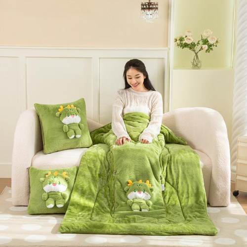 2025款龙年行大运兔兔绒温亲柔肤小奶兔龙抱枕被软糯柔暖LN-2025-