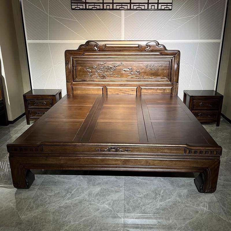 檀美紫木全婚实木床主南卧1.8米床中式215#古典雕刻双人明清古典