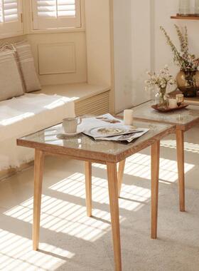 实木方小桌户型餐式桌日民宿阳光洽谈桌房IHX咖啡桌方形茶几