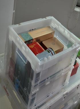 加厚透物明折收纳箱带能盖车载后备储箱多功整理箱可EKM叠叠码不