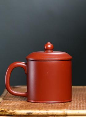 兴大容量紫手砂杯全工宜泥绘正容气盖杯LYL商务办公茶杯大量茶具