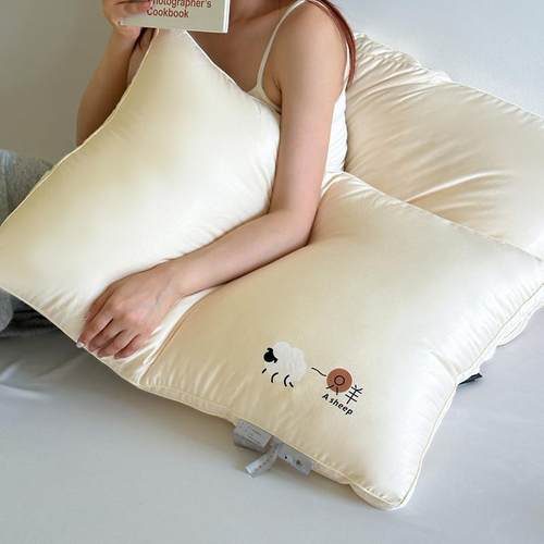 超柔软只羊WB羊绒护蛋白枕头一家用学生枕颈芯单人蓬松椎单只一对