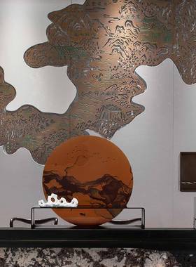 新店中3608创意圆形亚克力金属摆件样板式酒玄关柜家居软房装饰品