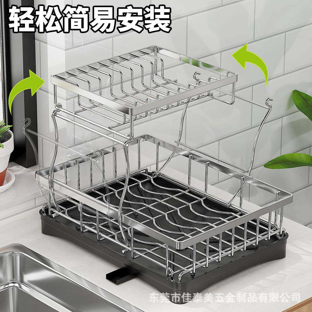 304槽不锈钢碗碟架厨房碗碟双层简易水旁碗刀叉沥水家用餐具收纳,厨房/烹饪用具,碗架,淘宝优惠券,粉丝福利购,淘宝优惠卷