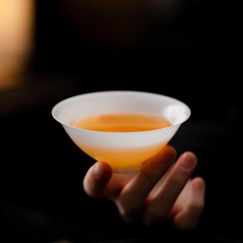 曾窑超薄胎冰种玉瓷茶杯陶瓷人斗杯白瓷素烧品茗杯记QL-001家笠用