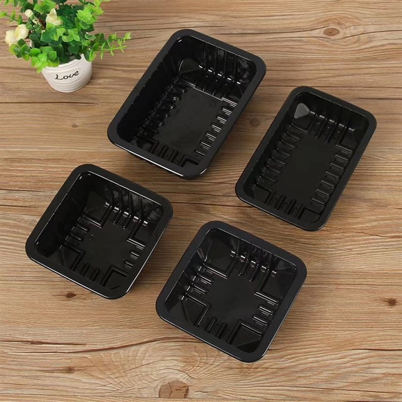 LYD2014黑色塑料盒打包t烤肉一次性包装塑封盒卤味外卖 PP锁鲜餐