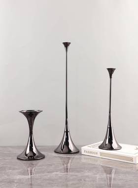 欧式轻奢高级感1445银装色烛金属摆件餐厅酒吧台客厅软店家台居装