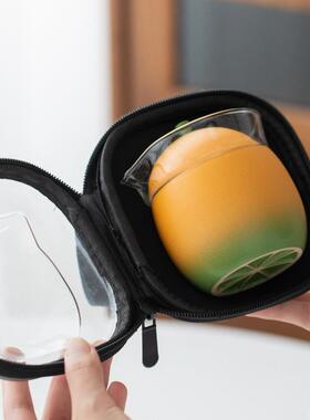 檬快客杯创意陶瓷一行壶杯42564便携旅茶具柠户外露营功夫茶具小