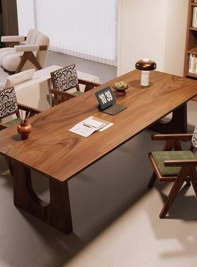 作南ah-80829美胡桃书桌家用高级感去客厅化一体实书房木工台书木