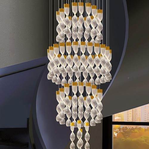 式款楼l809o0ft中空客厅灯别墅楼梯吊复灯221年新挑空大厅亚克力