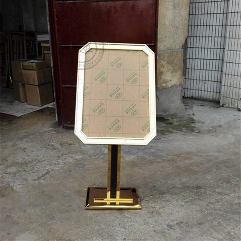 不锈钢亮光立式支架水牌 欧式广告导引牌 钛金迎宾牌金属展示架
